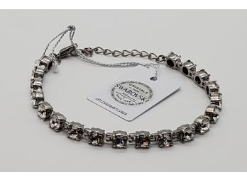 White Swarovski Crystal Tennis Bracelet In Stainless