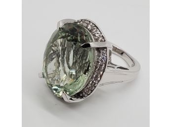 Huge Prasiolite Ring In Sterling Silver