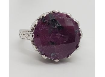 Beautiful Ruby, Rhodium Over Sterling Ring