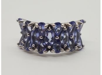 Blue Tanzanite, Rhodium Over Sterling Ring