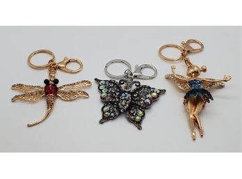 Lot Of 3 Exquisite Austrian Crystal Keychains