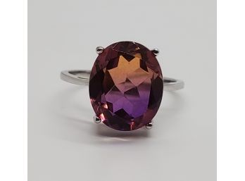 Ametrine Ring In Rhodium Over Sterling