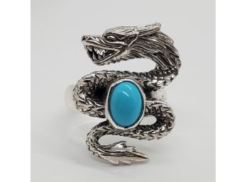 Bali Arizona Sleeping Beauty Turquoise Dragon Ring In Sterling