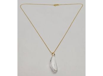 Huge Swarovski Crystal With Fairy Wing Prisms & Yellow Gold Over Sterling Chain