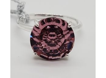 Pink Swarovski Crystal Ring In Sterling Silver