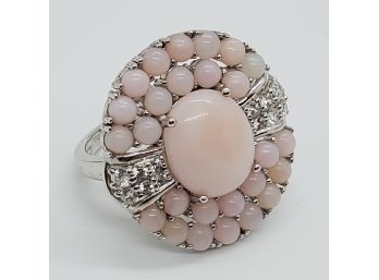 Pink Opal & Multi Gemstone Ring In Platinum Over Sterling