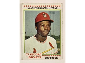 Lou Brock '78 Topps 1977 Record Breaker Card