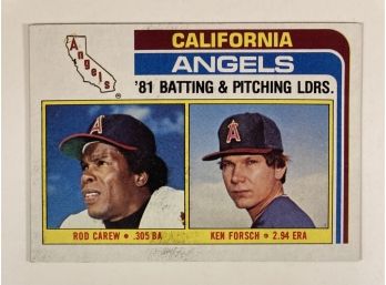 California Angels '82 Topps Team Leaders Feat. HOF Rod Carew