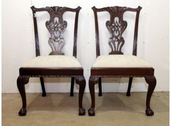 A Pair Of Antique Mahogany Chippendale Chairs