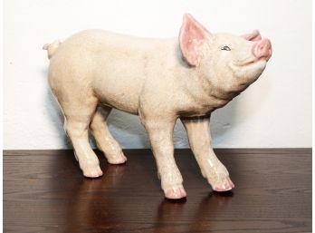 A Vintage Glazed Ceramic Piglet - Lifesize!