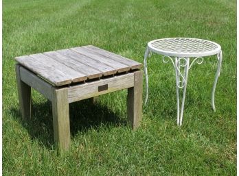 A Duo Of Outdoor Cocktail Tables - Teak And Wrought Iron