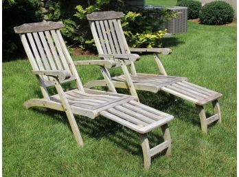 A Pair Of Teak Steamer Chairs By Wood Classics