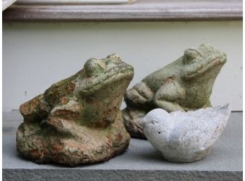 Cast Stone Frogs And A Dove