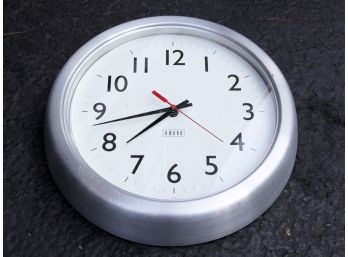 A Brushed Steel Kitchen Clock