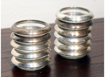 Vintage Sterling Silver And Glass Coasters