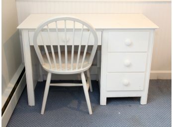 A White Painted Wood Desk And Windsor Chair By Land Of Nod