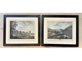 A Pair Of Antique English Hand Colored Engravings