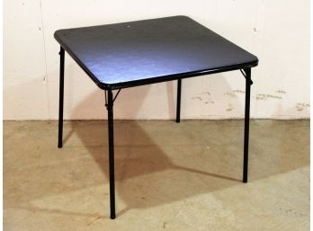 A Folding Metal Card Table, Vinyl Top