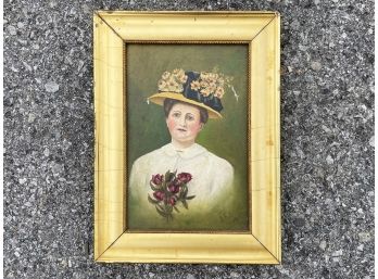 An Early 20th Century Oil On Canvas Portrait In Gilt Wood Frame, Signed J.F.Y. 1911