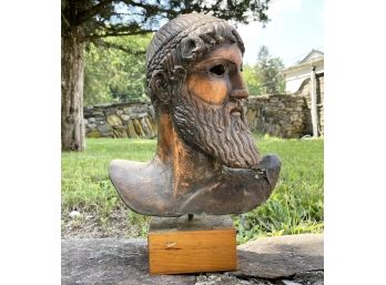 A Vintage Cast Plaster Bust Of Poseidon