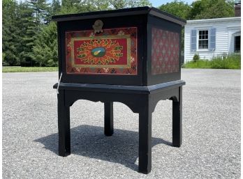 A Wonderful Vintage Asian Painted Chest - Could Be Nightstand Or End Table