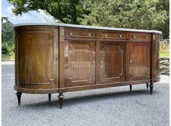 A Stunning 19th Century French Bow Front Marble Top Console Or Buffet