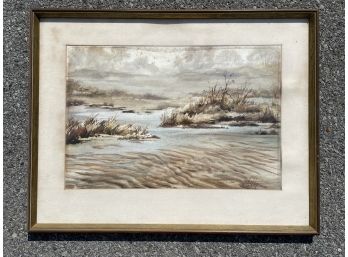 A Vintage Watercolor, Coastal Scene, Signed Holly