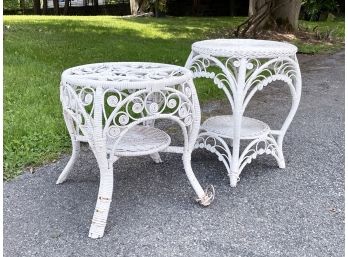 A Pair Of Vintage Wicker End Tables