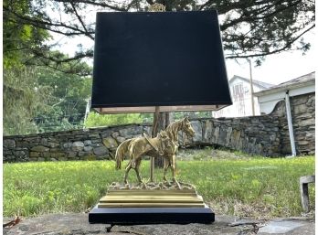 A Gorgeous Antique Brass Equestrian Lamp