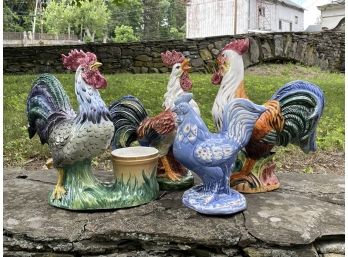 Vintage Ceramic Carnival Roosters