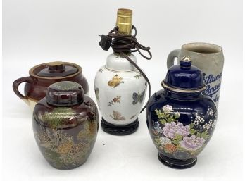 Vintage Vases, A Lamp, A Crock, And More