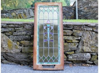 A Gorgeous Antique Leaded Stained Glass Window Panel