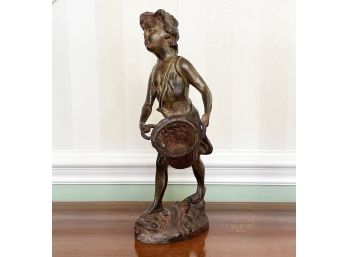 A Vintage Bronze Sculpture Of A Girl