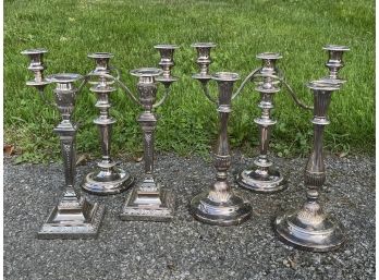 3 Pair Vintage Silverplate Candelabra