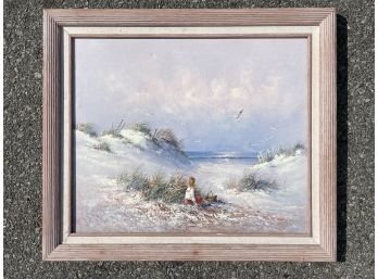 A Vintage Oil On Canvas, Coastal Scene, Signed