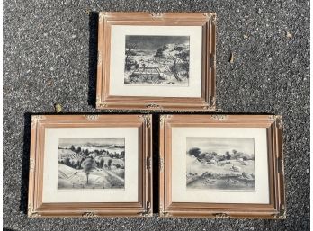 A Trio Of Framed Vintage Prints, Signed