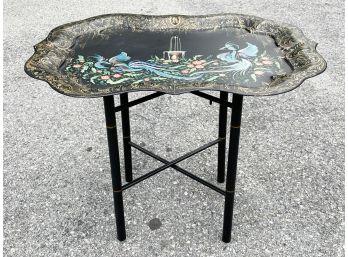 An Antique Tole Painted Tea Table