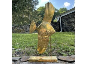 A Large Modern Brass Fish Sculpture