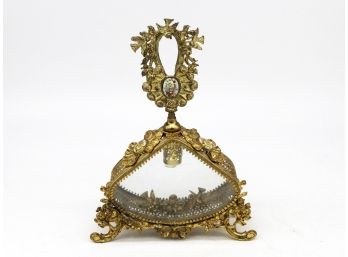 An Antique Perfume Bottle - Brass And Glass