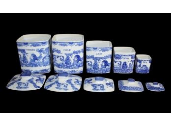 Ironstone Blue & White Cannisters