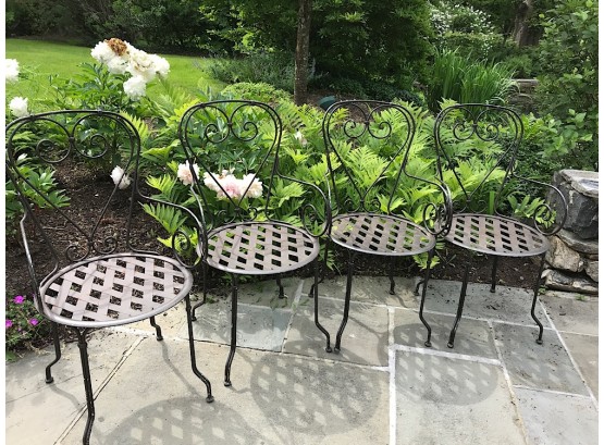 Four Wrought Iron Bistro Chairs