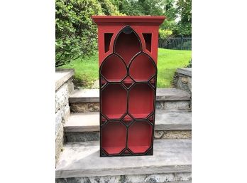 Red And Black Wooden Shelf