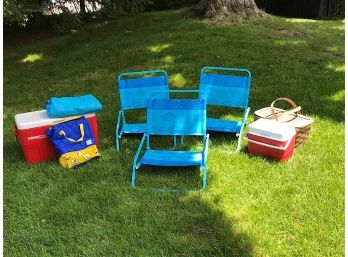 Beach Chairs And Coolers