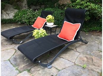 Two Vintage Chaise Loungers And Plants