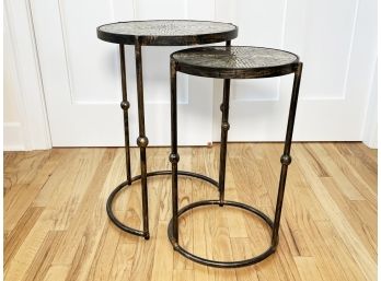 A Pair Of Modern, Mirror-Mosaic Top Cocktail Tables