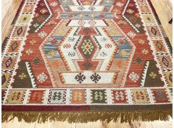 A Geometric Kilim Rug By Pottery Barn