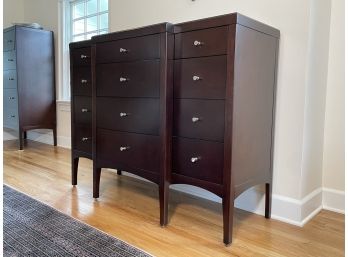 A Modern Mahogany Setback Chest Of Drawers