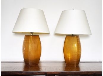 A Pair Of Modern Glass Lamps