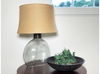 A Blown Glass Lamp And World Accent Decor