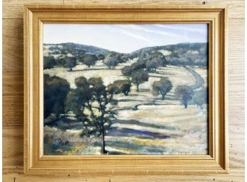 An Oil On Canvas Landscape In Gilt Wood Frame, Signed Heron, Dated '01